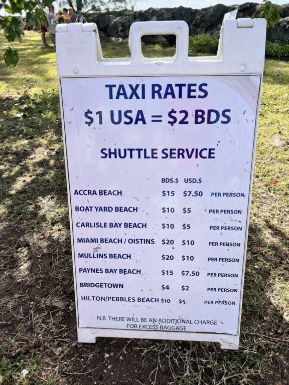 Taxi Preise Bridgetown auf Barbados 